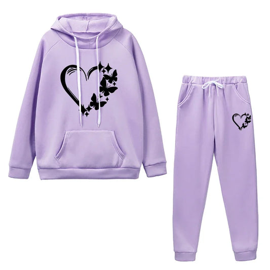 Women's Casual Outfits Hoodies Sweatpants Autumn Winter Daily Sports Jogging Suit Home Outdoor Comfortable Soft Hooded Tracksuit