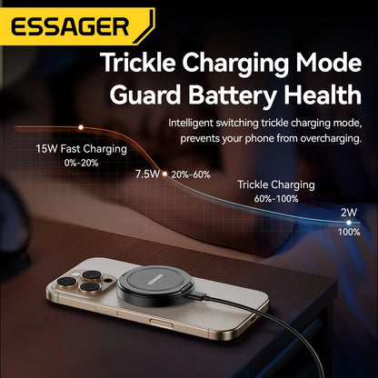 Essager Magnetic 15W Wireless Charger Fast Charging Pad Stand for iPhone 15 14  Airpods USB To Typec Phone Chargers Dock Station