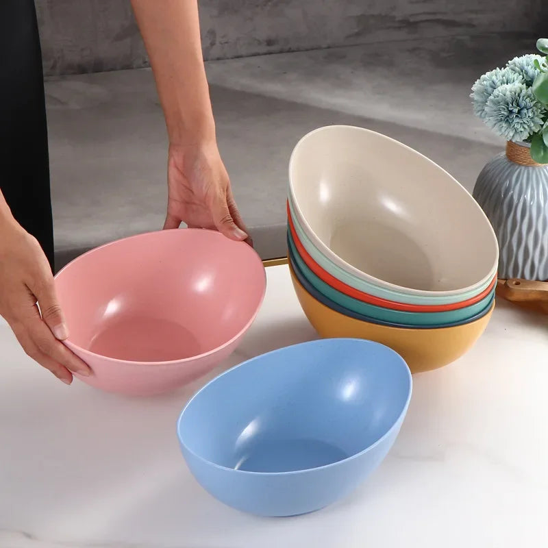 Sale Eco Friendly Wheat Straw Bowl Large Kitchen Fruit Salad Vegetable Dish Creative Microwavable Food Bowl for Household Use