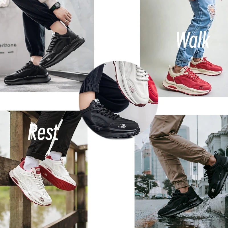 Men's Sneakers Fashion Walking Shoes for Men Anti Slip Sports Athletic Autumn Running Outdoor Comfort Cheap Leather Footwear