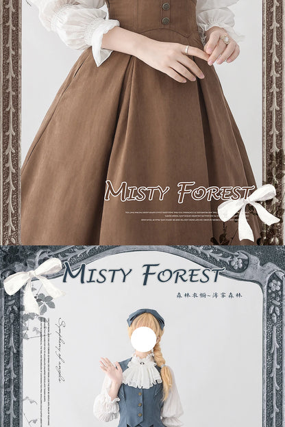 Autumn Winter Clothing Set Ladies Elegant Long Sleeve White Shirt Blouses Retro Vest with Fishbone Skirt Lolita 3 Piece Outfits