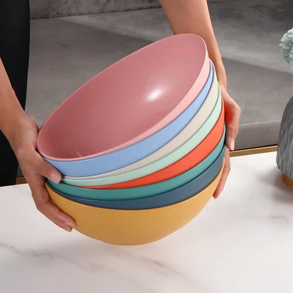 Eco-Friendly Wheat Straw Household Bowl Large Kitchen Fruit Salad Vegetable Dish Creative Microwavable Food Bowl Hot Sale