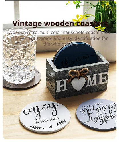 Home Love Wooden Set Lnsulated Coasters Kitchen Tableware Anti Scald And Household Use Cup Trays Decor Accessories