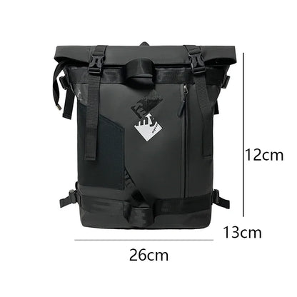 Men's Functional Black Backpack Trend Canvas Patchwork Design Backpack Large Capacity Travel Backpacks for Men Casual School Bag