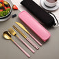 Eco Friendly 304 Dinnerware Set, Portable Cutlery Sets with Case, Kitchen Accessories, Gold Knife Fork Spoon Silverware Sets