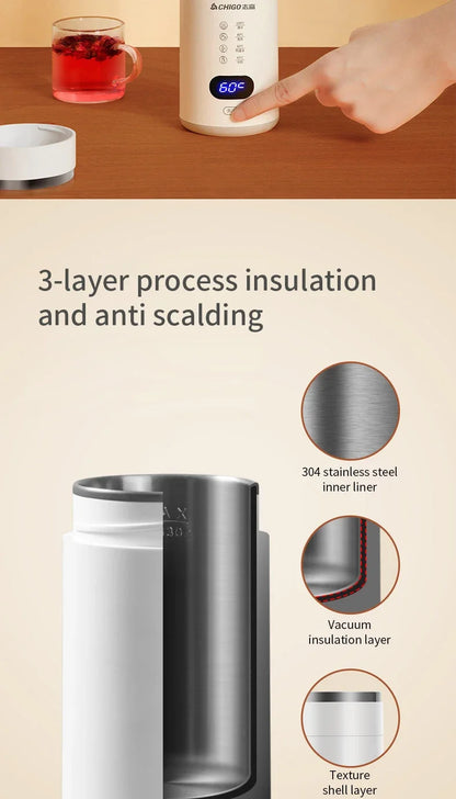 400ml Portable Smart Water Bottle Stainless Steel Thermos Temperature Display Leakproof Vacuum Flasks Coffee Cup Milk Mug