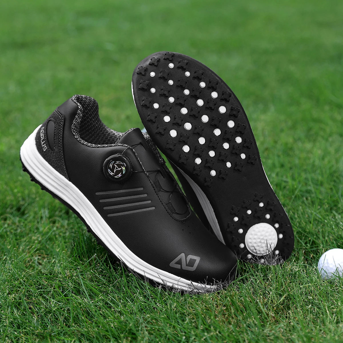 Men's Golf Shoes, New Style, Fashionable, Simple, Versatile, Solid Color, Waterproof Upper, Versatile, Stylish, Casual Sports Shoes for Men, Outdoor Youth Fashion, Men's Rotating Buckle Design, Thick Sole, Height-Increasing,