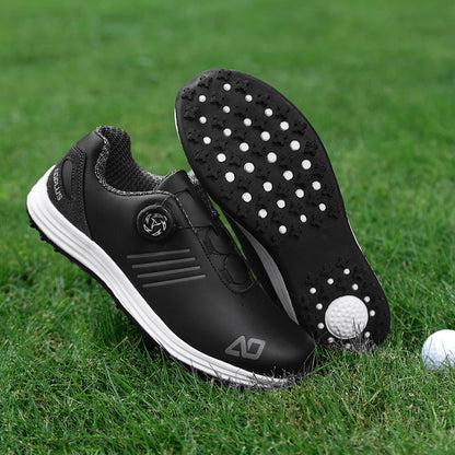Men's Golf Shoes, New Style, Fashionable, Simple, Versatile, Solid Color, Waterproof Upper, Versatile, Stylish, Casual Sports Shoes for Men, Outdoor Youth Fashion, Men's Rotating Buckle Design, Thick Sole, Height-Increasing,