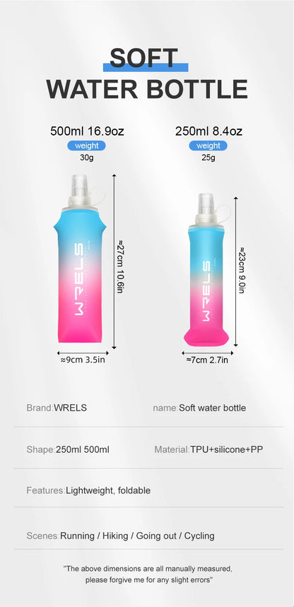 Sport Water Bottle TPU Folding Soft Flask Drink Portable Water Bottle High Flow Running Hiking Bicycle Fitness Water Bag