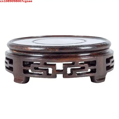 Eco-friendly Wooden Plant Stand Exquisite Carved Bonsai Holder Vase Flower Pot Sorting Table Shelf Home Decoration Wood Pedestal