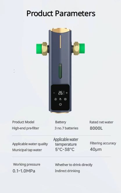 BORVA 8000L/H Smart Home Central Bionic Water Purification Pre-Filter with Automatic Timed Self-Cleaning and High Flow Rate
