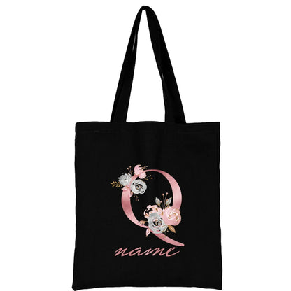 Custom Free Name Canvas Bags Women Shoulder Bag Handbags Pink Letter Beach Bags Tote Casual Woman Grocery Eco Shopping Bag