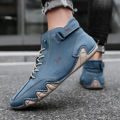 Boots for Men Casual High Top Sneakers Soft Sole Fashion Mens Slip-On Leather Driving Walking Shoes Comfort Luxury Ankle Boots