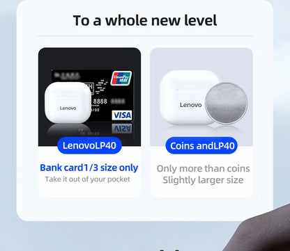 Choice Lenovo LP40 Bluetooth Earphones TWS Immersive Sound HIFI With Mic Wireless Headphones Touch Control HD Call Game Earbuds