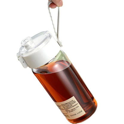 Simple Glass Water Bottle with Tea Spaced, Portable, Heat Resistant, Transparent, Summer Tumbler, Small, 350ml, 550ml