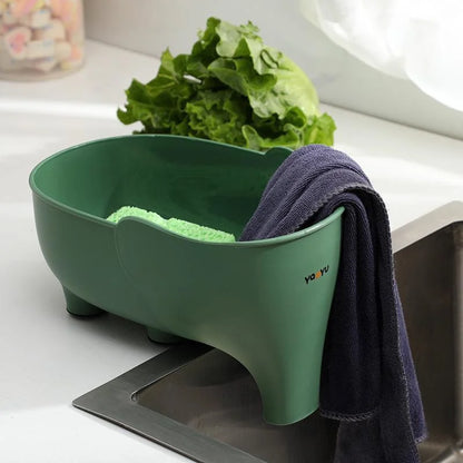 Kitchen Sink Filter Drainage Filter Basket Dry Wet Separation Garbage Filter Elephant Shaped Hanging Vegetable Washing Basket