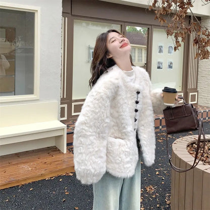 Eco-friendly Fur Jacket Women's New Models in Autumn and Winter 2025, High-end Sense, Small Fashion Age Reduction