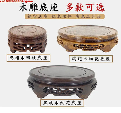 Eco-friendly Wooden Plant Stand Exquisite Carved Bonsai Holder Vase Flower Pot Sorting Table Shelf Home Decoration Wood Pedestal