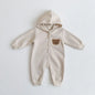 2023 Winter Warm Newborn Baby Clothes Boys Cotton Babies Romper Cartoon Bear Long Sleeve Hooded Girl Bodysuit for 0-24M Clothing