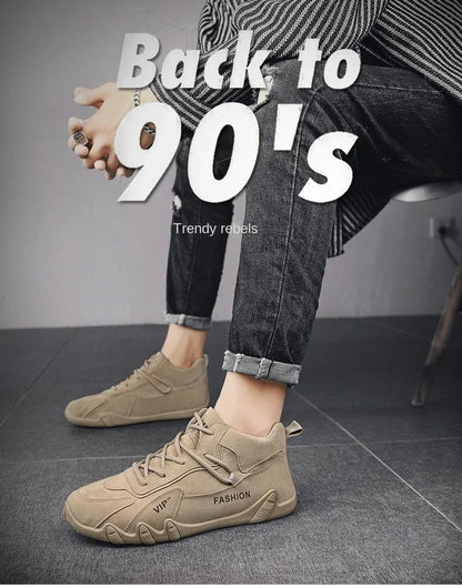 Ankle Boots For Men 2025 Spring Man Casual Sneakers Non Slip Khaki Work Mens Shoe Short Boots Loafers Lace Up Zapatillas Hombre