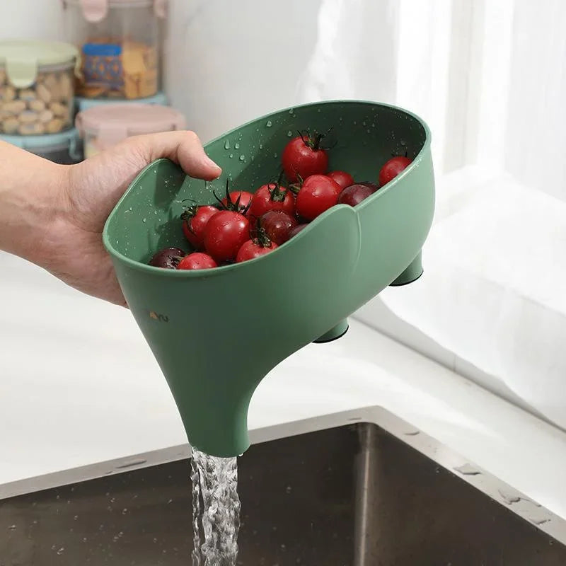 Kitchen Sink Filter Drainage Filter Basket Dry Wet Separation Garbage Filter Elephant Shaped Hanging Vegetable Washing Basket