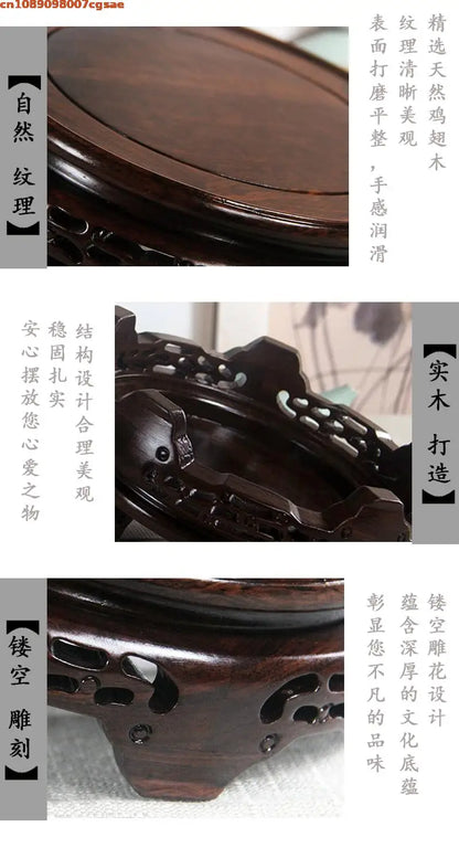 Eco-friendly Wooden Plant Stand Exquisite Carved Bonsai Holder Vase Flower Pot Sorting Table Shelf Home Decoration Wood Pedestal
