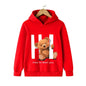 Autumn Winter Children Hoodies Kawaii Hi Teddy Bear Print Girls Boys Baby Clothes Casual Fashion Kids Sweatshirt Pullovers Tops