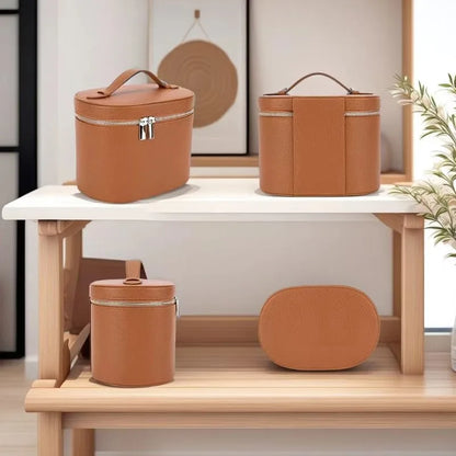 1pc 2025 New Multifunctional Travel Cosmetic Bag - PU Leather Luxury Logo Makeup Organizer Portable Toiletry Pouch