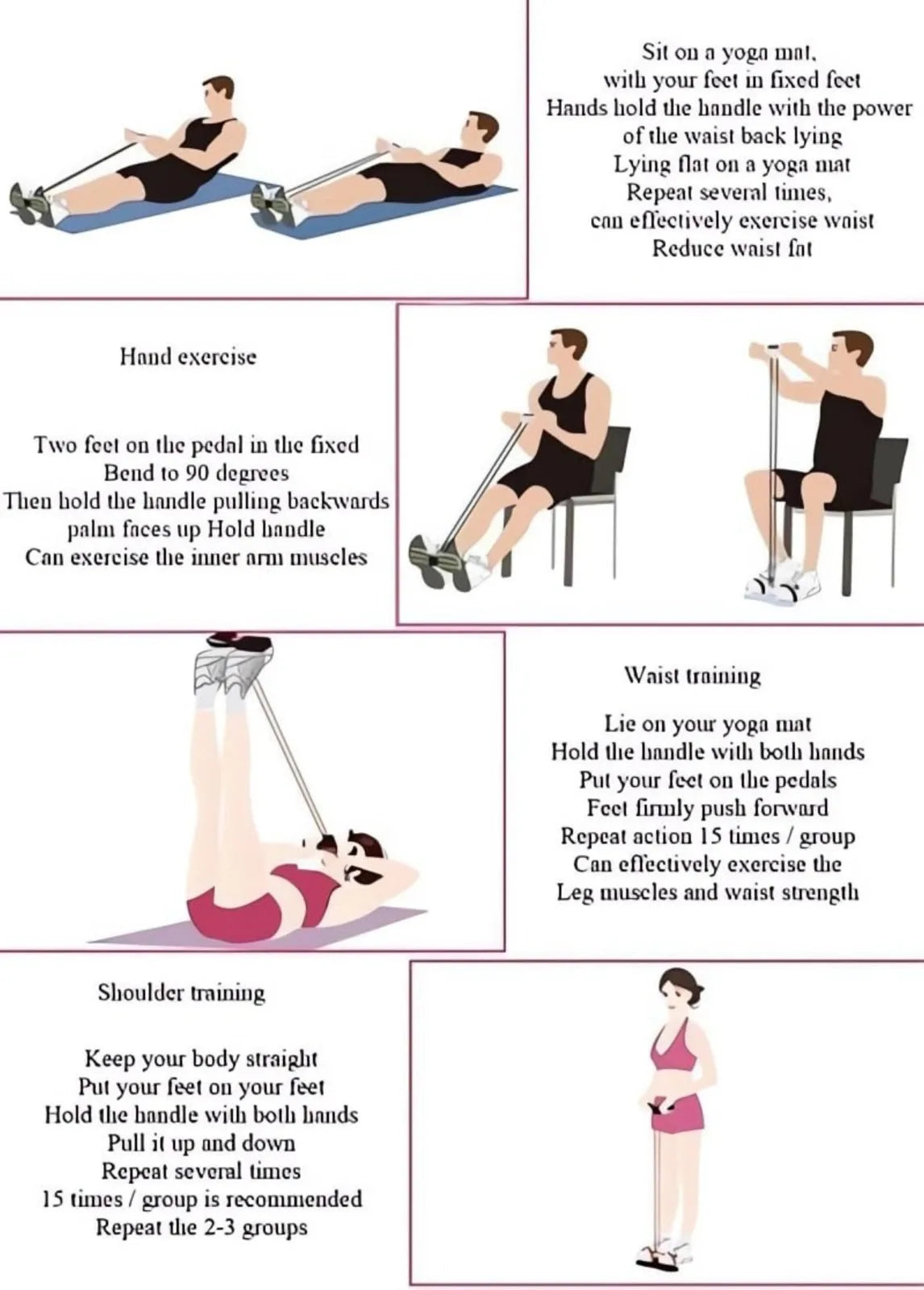 Fitness Resistance Bands - 4 Tube Pedals Tension Machines Upgraded Stretch Bands For Exercise Sit-Ups Exercise Equipment Trainin