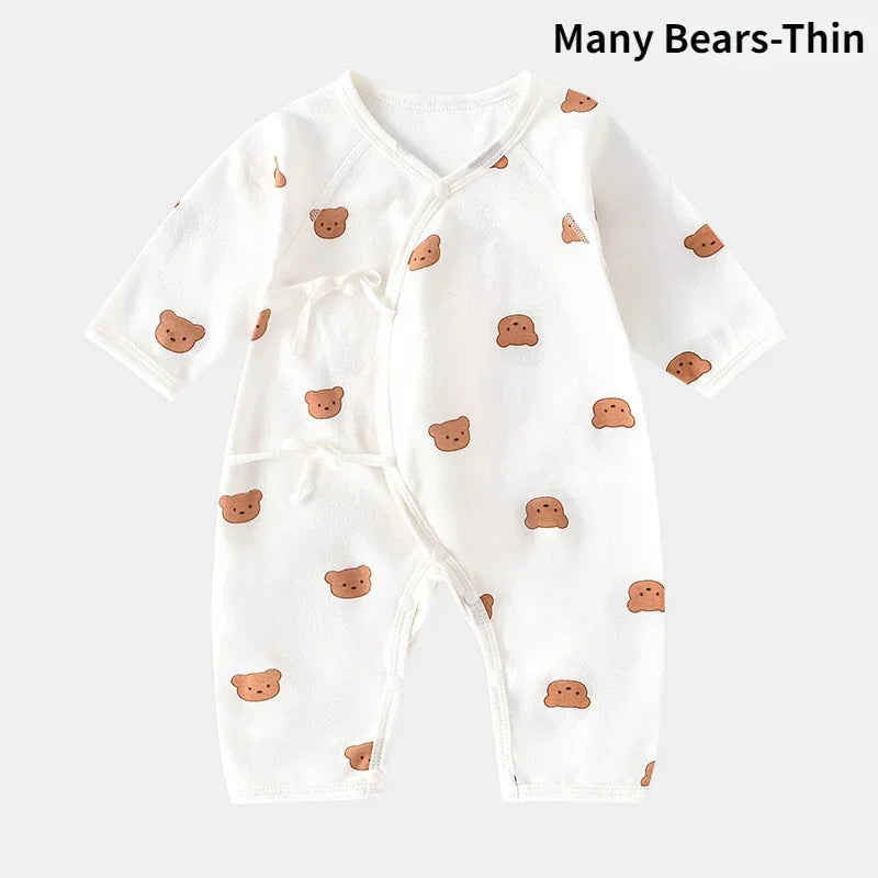 Bear Baby Jumpsuits with Hat Cotton Toddler Rompers for Boys Girls Long Sleeves Baby Onesies Soft Breathable One-Piece Pajamas