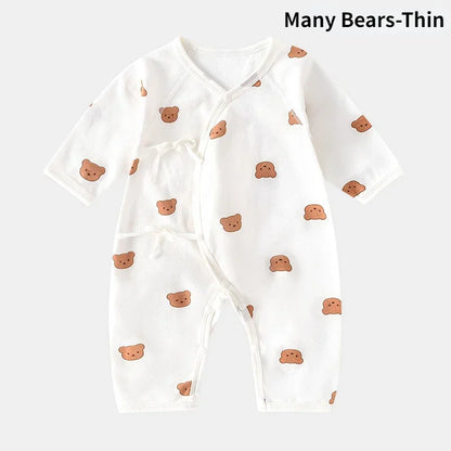 Bear Baby Jumpsuits with Hat Cotton Toddler Rompers for Boys Girls Long Sleeves Baby Onesies Soft Breathable One-Piece Pajamas