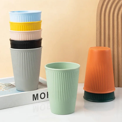 Eco-Friendly Wheat Straw 6Pcs/Set Unbreakable Multi-Purpose Drinking Cups Biodegradable Round Toothbrush Cup BPA-Free