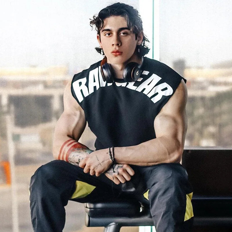 Men's Summer Trend Cotton Tank Tops Male Sweat Sleeveless Shirt Muscle Sports Gym Fitness Workout O-Neck Vest Casual Clothing