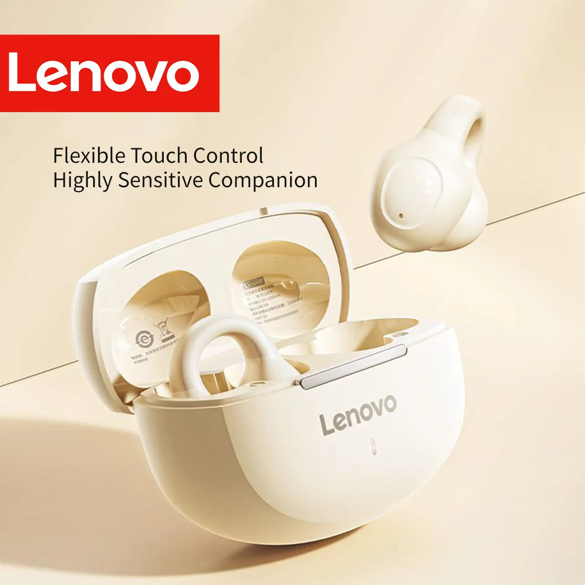 Lenovo Wireless Sport Earbuds Active Noise Cancelling Clip on Comfortable Headphones with Long Battery Life Hi-Fi Sound Bt 5.4