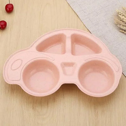Cartoon Car Shape Environmentally Separated Child Food Plates, Toddler Infant Baby Dishes, Kids Dinnerware Tableware Tray