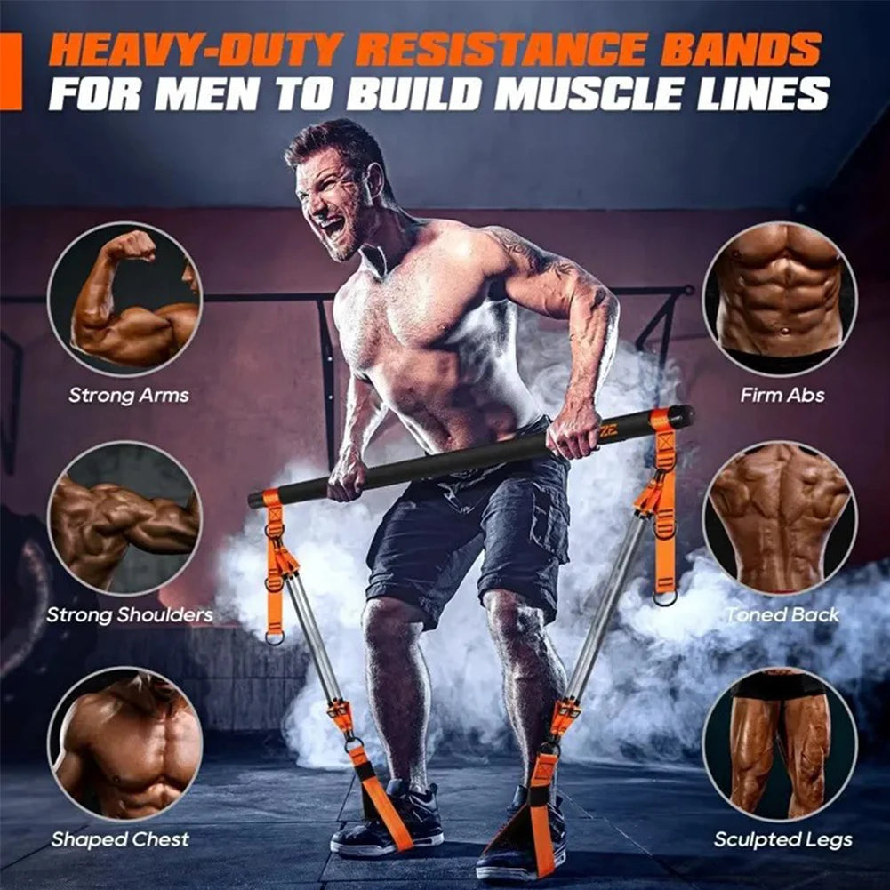 Pilates Bar Kit Multifunctional Weighted Exercise Resistance Bands Portable Yoga Pilates Stick Home Gym Strength Training Supply