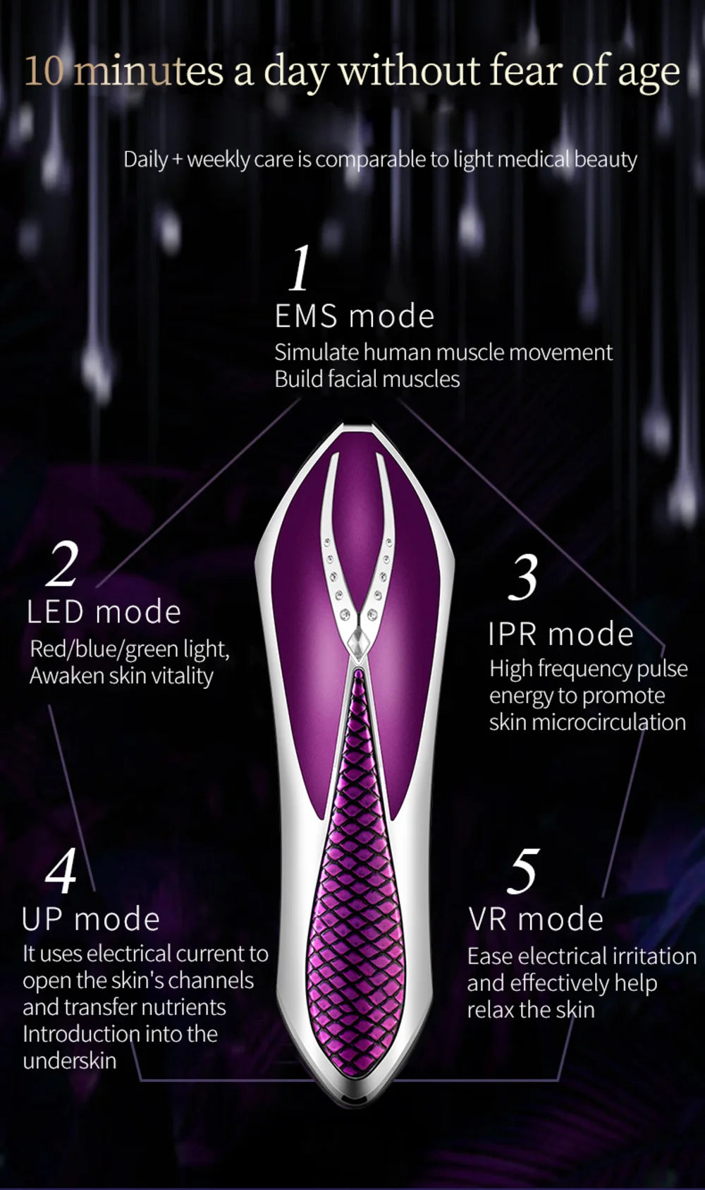 Portable Beauty Device Ems R&f Home Use Face Beauty Purple Facial Beauty Device skin care