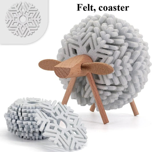 Creative Insulated Coaster Deer Shaped Beverage Coaster Sheep Felt Coaster Water Absorbing Home Office Desk Decorative Ornament
