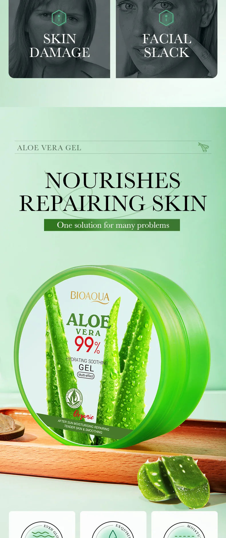 300g BIOAQUA Moisturizing and Soothing Aloe Vera Gel Creams Skin Rejuvenating Hydrating Face Cream Beauty Facial Skin Care