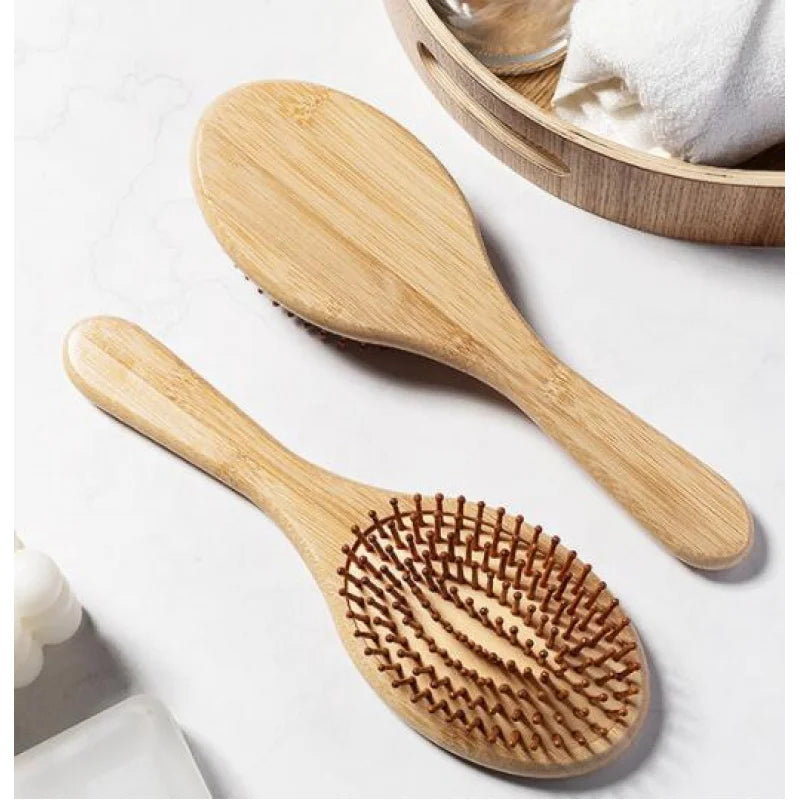 Eco-friendly Bamboo Hair Comb Natural Wooden Anti-Static Detangling Comb Scalp Massage Cushion Hair Styling Tool Unisex