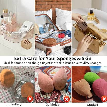 Makeup Sponge Holder Eco-Friendly Silicone Beauty Eggs Storage Case Multi-hole Travel Protable Cosmetic Puff  Organizer Box