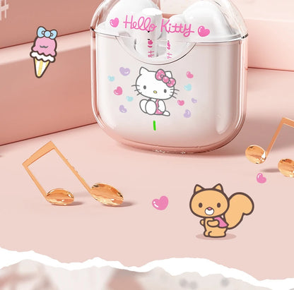 EBL19 Tws Wireless Bluetooth Headset Transparent Case Cute Hello Kitty Design Stereo Sound Earphones for All Smartphones