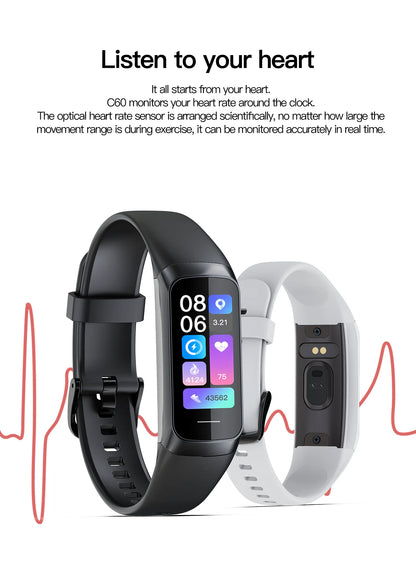LIGE Amoled Smart Watch Smartwatch Band Women Heart Rate Blood Waterproof Connected Smart Bracelet Sport Fitness Tracker  Watch