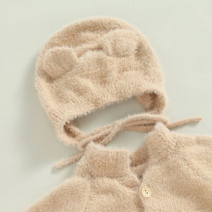 1-24M Baby Boy Girl Bodysuits Outfit Newborn Photography Props Plush Romper with Hat Photography Props