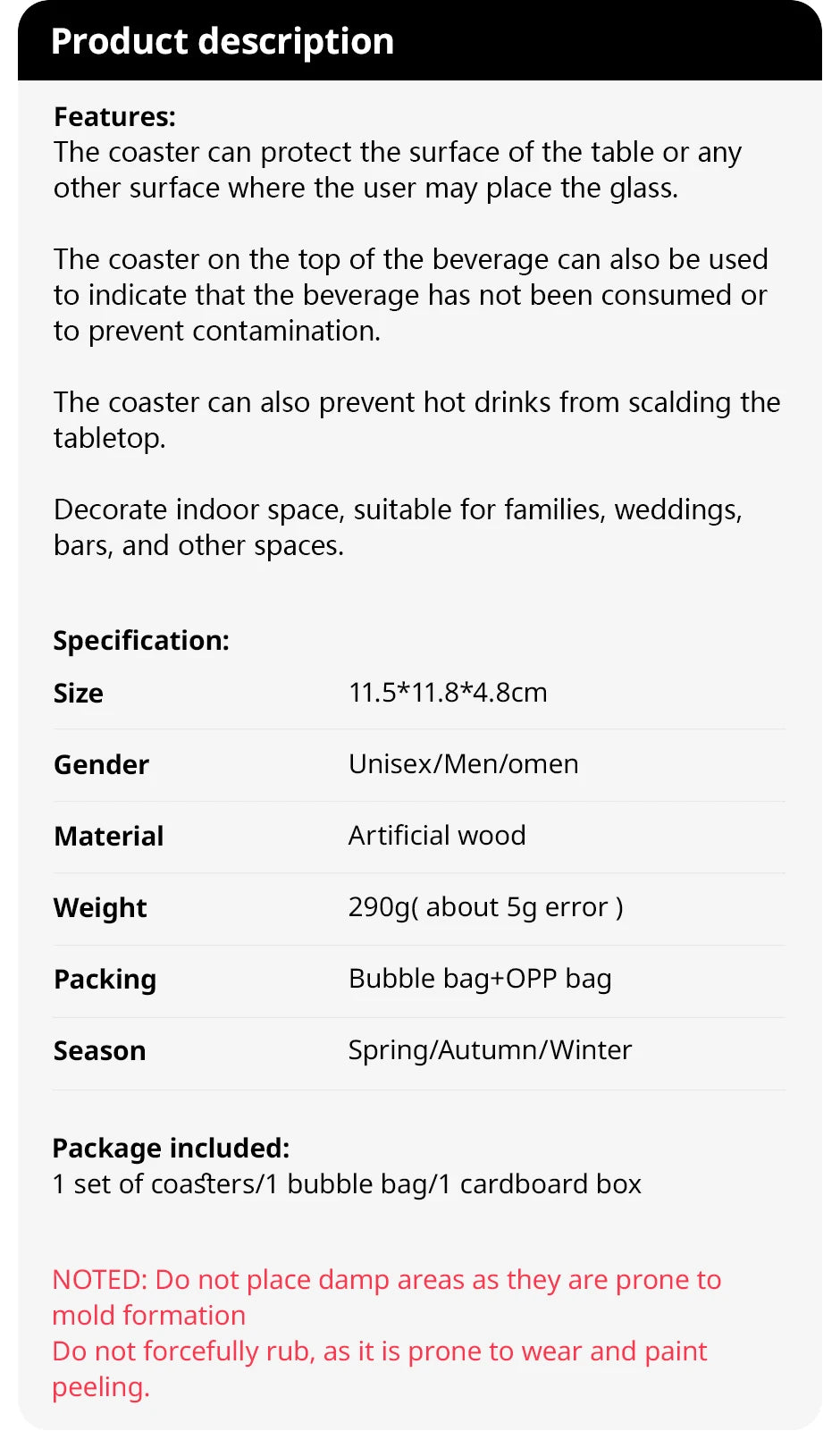 Home Love Wooden Set Lnsulated Coasters Kitchen Tableware Anti Scald And Household Use Cup Trays Decor Accessories