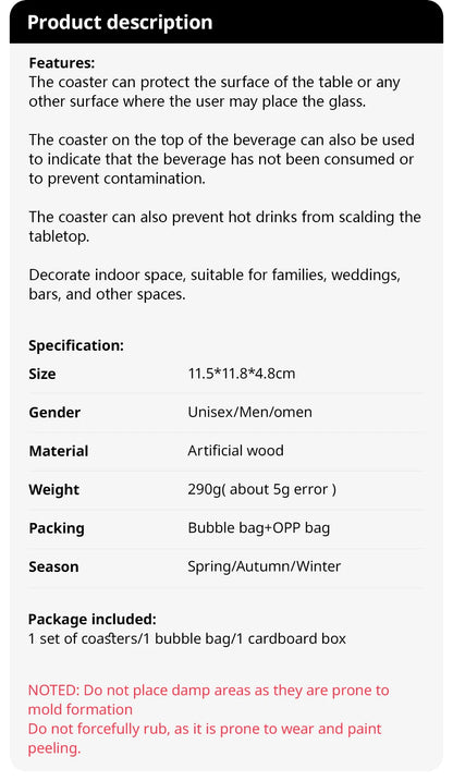 Home Love Wooden Set Lnsulated Coasters Kitchen Tableware Anti Scald And Household Use Cup Trays Decor Accessories