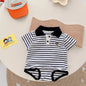 Baby Striped Hoodie for Boys Aged 0-2 in Summer, Stylish Teddy Bear Jumpsuit for Newborns, Trendy Fart Bag Outfit