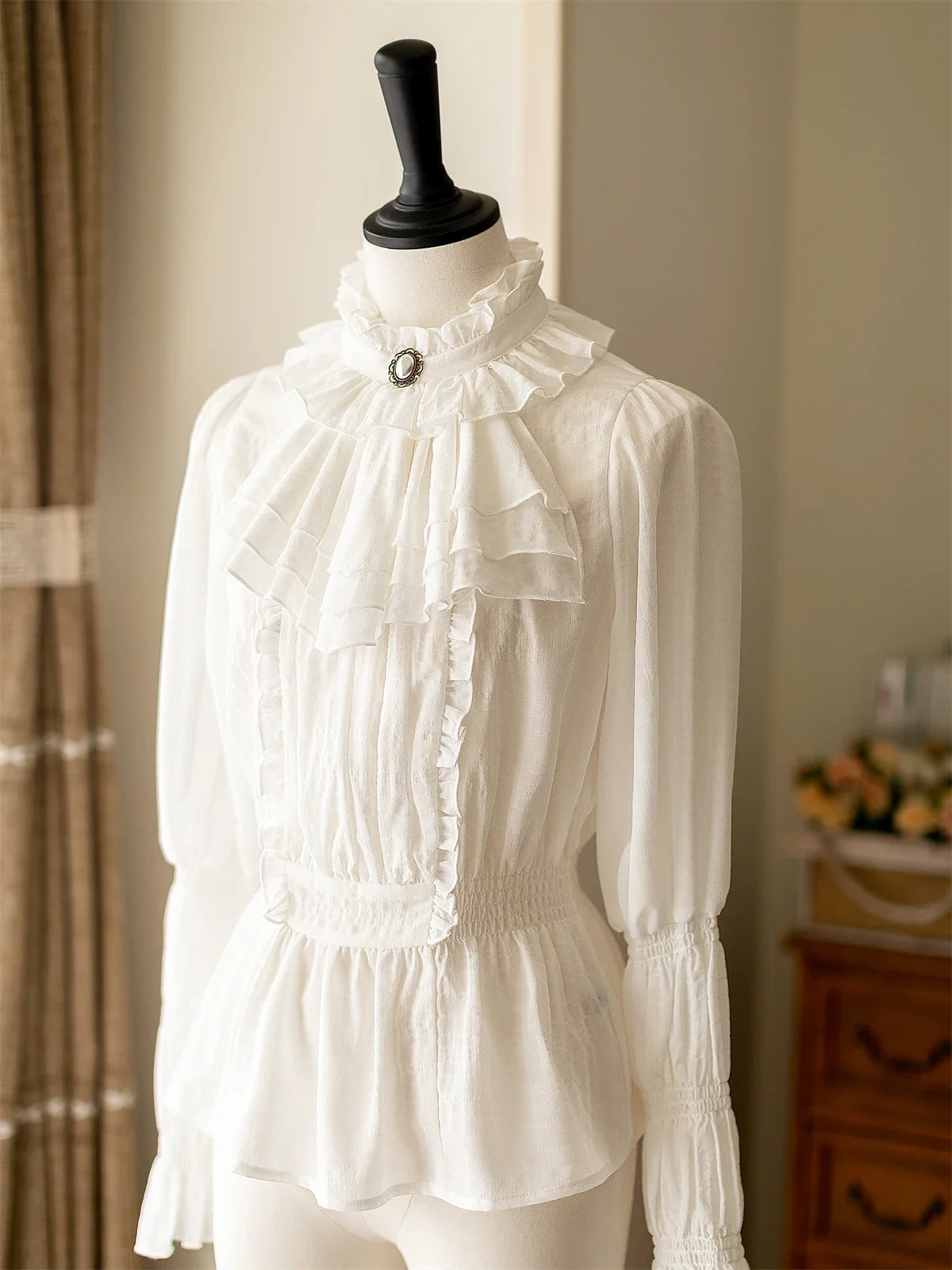 Autumn Winter Clothing Set Ladies Elegant Long Sleeve White Shirt Blouses Retro Vest with Fishbone Skirt Lolita 3 Piece Outfits