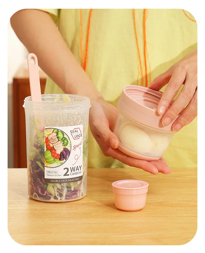 Carry Breakfast Cups, Salad Cups, Yogurt Cereal, Oatmeal Snacks, Parfait Containers and Salad Dressing Holders with Forks!