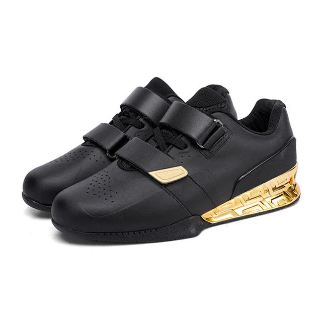 New Hook Loop Gym Weight Lifting Boots for Men Women Athletic Golden Sliver Deep Squat Shoes Balance Pro Fitness Sneakers